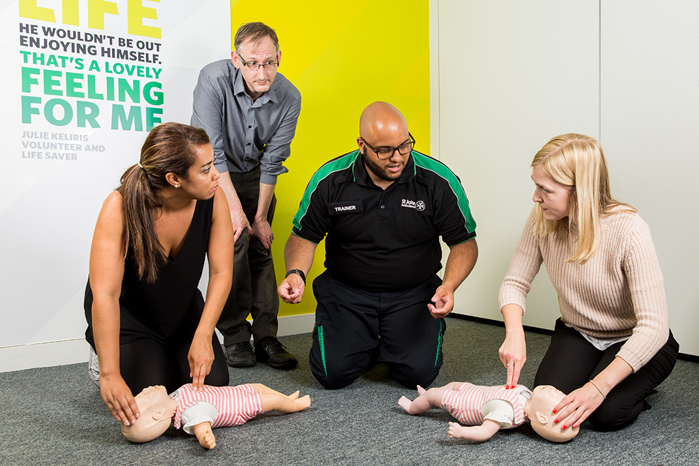 Delegates learning paediatric first aid