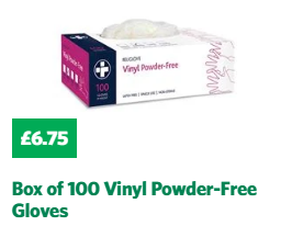 Box of 100 St John Ambulance Vinyl Powder-Free Gloves