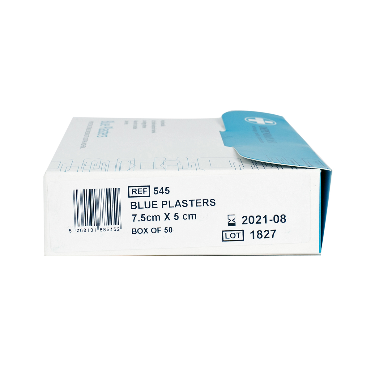 Box of 50 7.5cm x 5cm Blue Detectable Plasters