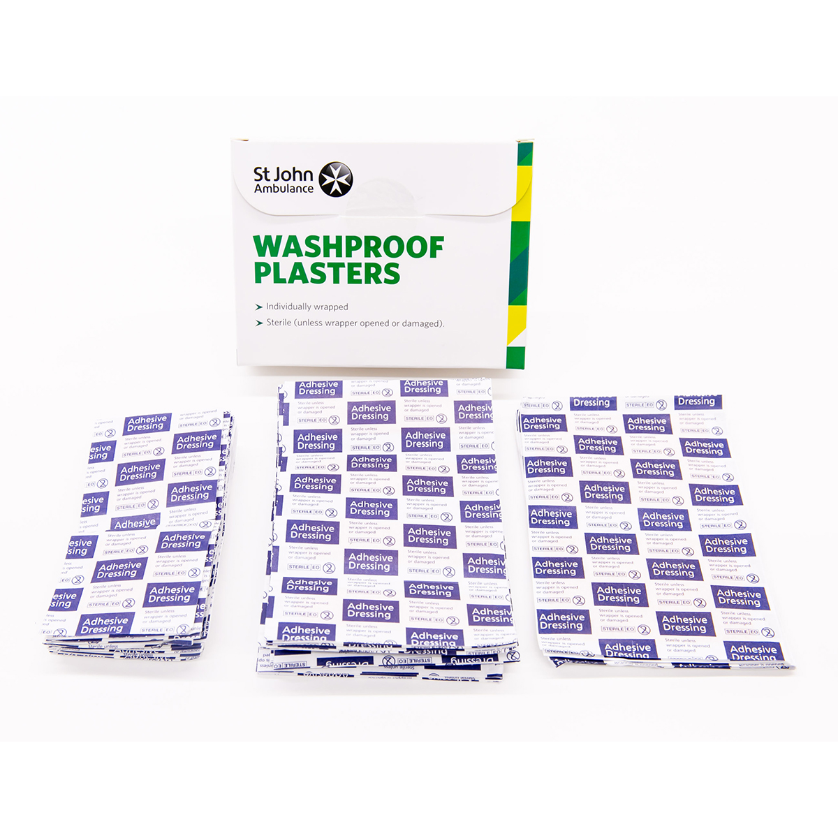 Pack of 100 Assorted sizes St John Ambulance Clear Washproof Low Allergy Plasters